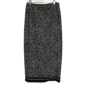 Liz Claiborne Skirt Womens Sz‎ 12 Maxi Black White Leopard Print Wrap Lined